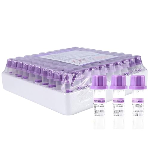 ZZwansuGE 100 StüCk Vakuum BlutentnahmeröHrchen, GrüNes Lithium Heparin RöHrchen/Violettes EDTA K2 Antikoagulans-BlutentnahmeröHrchen,0,5ml/1ml Vakuum-BlutentnahmeröHrchen,Purple-0.5ml von ZZwansuGE