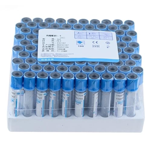 ZZwansuGE 100 StüCk Vakuum-BlutentnahmeröHrchen (2ml 5ml 10ml), Einweg-Vakuum-UnterdruckröHrchen, Natriumcitrat 1:9 Antikoagulations-BlutentnahmeröHrchen,5ml von ZZwansuGE