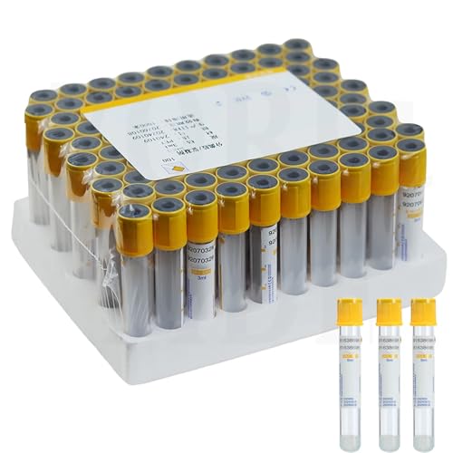 ZZwansuGE 100 Vakuum-BlutentnahmeröHrchen, Trenngel + GerinnungsröHrchen,3ml/5ml/10ml Einweg-Vakuum-BlutentnahmeröHrchen, Zur Serumtrennung, PRP-Blutentnahme Mit Gelber Kappe,3ml von ZZwansuGE