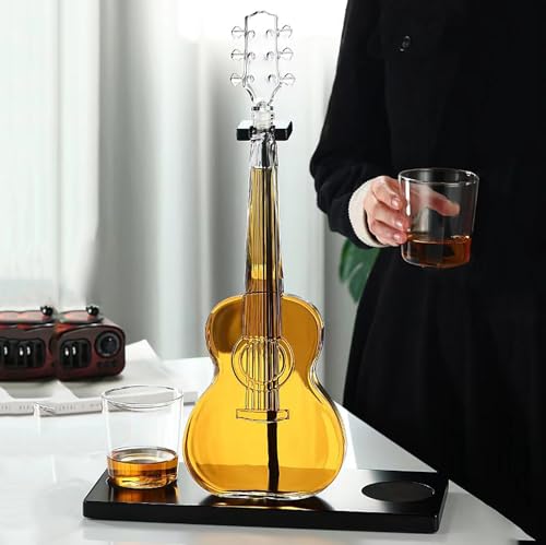 ZZwansuGE 1000 Ml Personalisiertes Whisky-Dekanter-Set, Kreativer Gitarren-/Violine-Dekanter Mit Stopper, Whisky-Spender, Jubiläum, Geschenkset,A von ZZwansuGE