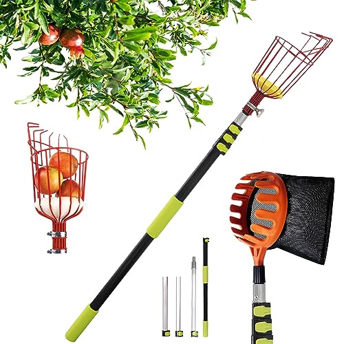 ZZwansuGE 3,2 M GroßEr ObstpflüCker FüR GroßE HöHen, ObstpflüCker Mit GroßEr KapazitäT, Mit Netzbeutel (13 X 27 cm) + 4-Teiliger Teleskopstange (1–3,2 M), GroßE KapazitäT von ZZwansuGE