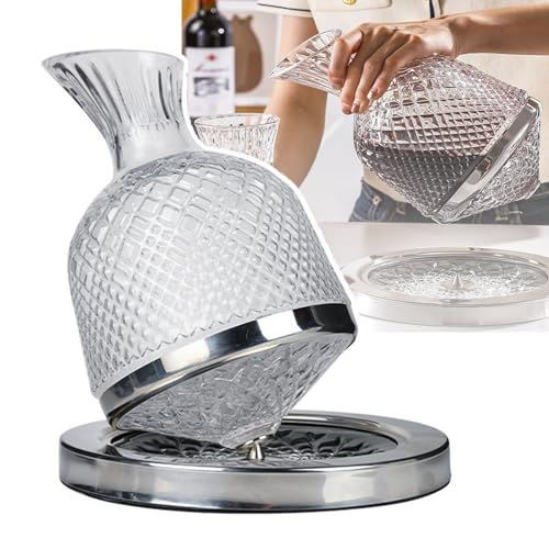 ZZwansuGE 360 Grad Drehbarer Dekanter, Glasflaschen-Dekanter, 1200 Ml Dekanter-Set, Kristallglas-Dekanter, Für Geschenk/Bar/Dekoration/Kunst (200 X 245 X 90 Mm),B von ZZwansuGE