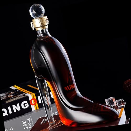 ZZwansuGE 750 Ml Glas-Weinflasche in High-Heel-Form, High-Heel-Rotwein-Dekanter, Eleganter Handgefertigter Glas-Dekanter, Geeignet Für Spirituosen, Whisky, Tequila von ZZwansuGE