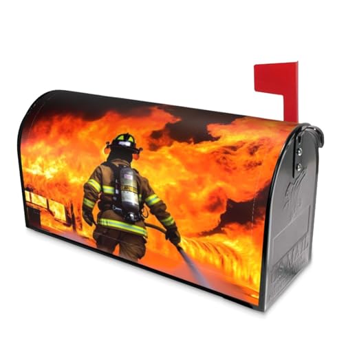 Feuerwehrmann Feuerwehrmann Flamme Druck Briefkastenabdeckungen magnetisch Standardgröße wasserdicht Briefkastenabdeckung für Haus Garten Hof 45,7 x 53,3 cm 53,3 x 45,7 cm von ZaKhs