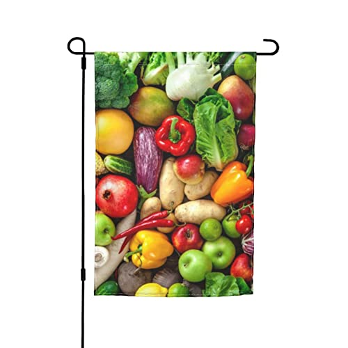Gartenflagge mit frischem Obst und Gemüse, doppelseitig, 30 x 50 cm, lustige Heimdekoration für Rasen, Terrasse, Outdoor von ZaKhs