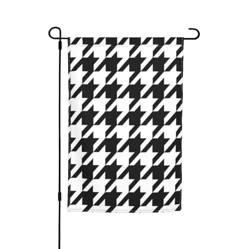 Gartenflagge mit geometrischem schwarz-weißem Druck, 30 x 50 cm, doppelseitige Hofflaggen, lustige Heimdekoration für Rasen, Terrasse, Outdoor von ZaKhs