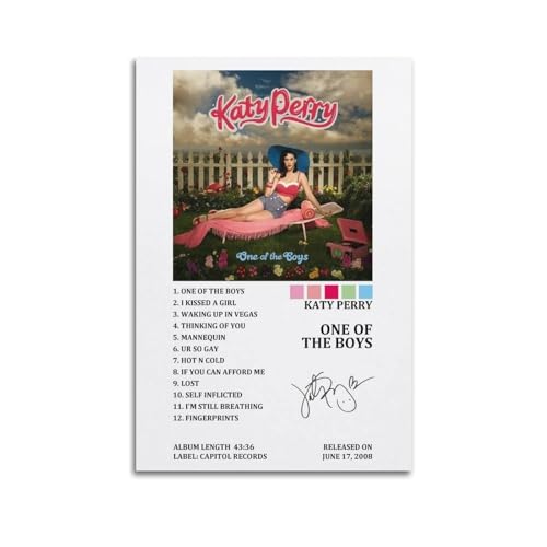 ZaMouss Katy Perry Leinwandposter "One of The Boys Tracklist", Wandkunst, Dekoration, Wohnzimmer, Schlafzimmer, Dekoration, Poster, 20 x 30 cm, ungerahmter Stil von ZaMouss