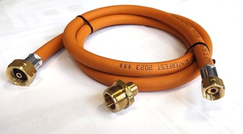 Zatechs ADAPTER 1" - USA auf 21,8 mm - EU - Propan-Butan Gasschlauch - Für Grill von USA auf europäische 11 kg Flaschen mit 2 Meter Schlauch von ZaTeChS