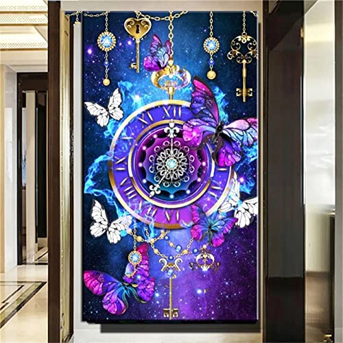 Diamond Painting Bilder Taschenuhr Schmetterling, DIY Diamond Painting Set, 5D Mosaikherstellung Dimond paintin Kits Erwachsene Malerei Nach Zahlen Diamant Kunst Handwerk für Home Wand Décor 80x220cm von Zaafeen