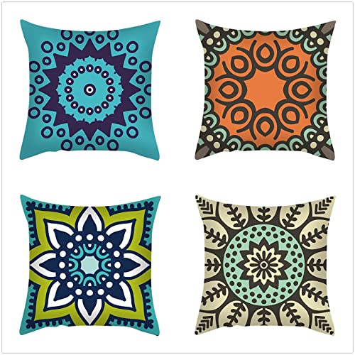 Zaafeen wasserdichte Kissenbezugen 4 Stück 30x30cm Abstract Mandala Art Outdoor Garten Deko Kissen Wasserfest Atmungsaktiv Soft Kissenbezüge Werden für Schlafzimmer Sofakissen Outdoor von Zaafeen