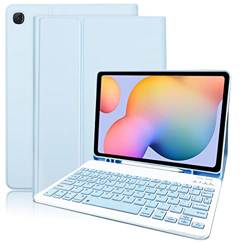 Zabatoco Funda Con teclado para tableta Galaxy S6 Lite, Funda de piel Con teclado Bluetooth desmontable en español para Samsung Tab S6 Lite de 10,4 pulgadas (SM-P610 / P615,2020), Azul von Zabatoco