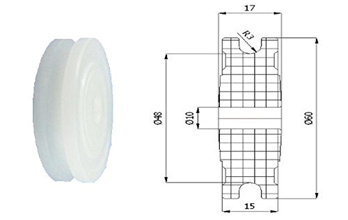 Zabi Nylon Seilrolle d= 60 mm fur Seil 6 mm Kunststoffprofilrollen ohne Lager (Gleitlager) d = 60 mm/6 von Zabi