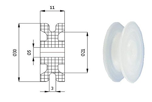 Zabi Seilrolle d= 30 mm fur Seil 4mm Nylon Kunststoffprofilrollen ohne Lager (Gleitlager) von Zabi