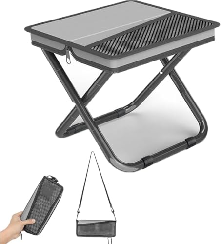 2-in-1 faltbarer Campinghocker & Tragetasche/117,9 kg Tragfähigkeit, zusammenklappbarer tragbarer Angelhocker/zusammenklappbarer Hocker für Camping, Wandern, Angeln, Gartenarbeit und Strand von Zabplox