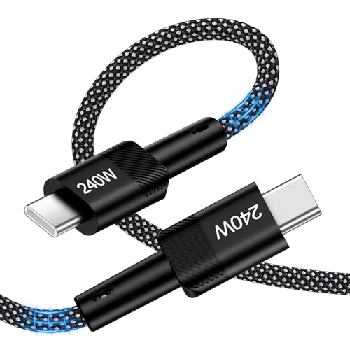 240W USB C Kabel,iPhone 17 ladekabel,1.83m PD Schnellladekabel USB C auf USB C,Nylon Geflochten Ladekabel usb c Ladegerät für iPhone 17 16 15 Pro Ma Galaxy S25 Ultra Pixel 9 Pro MacBook Air von Zacenei