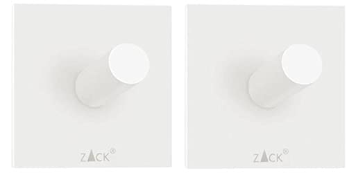 ZACK Handtuchhaken PECO 40125, eckig, weiß, klein, selbstklebend, 2 Stück von ZACK