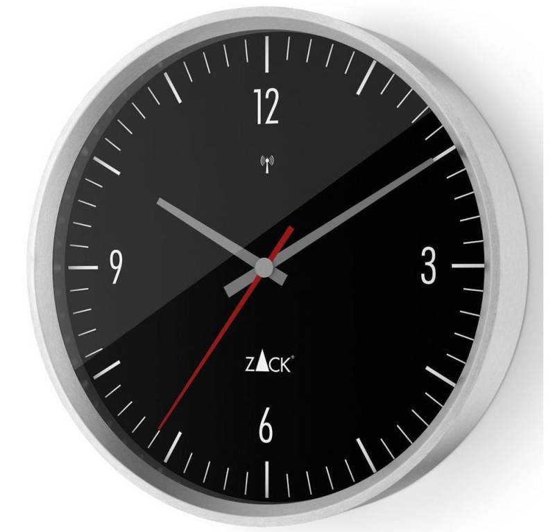 Zack Funkwanduhr ZACK Funk Wanduhr VIDA 60076 schwarz D. 30 cm Edelstahl-Gehäuse von Zack