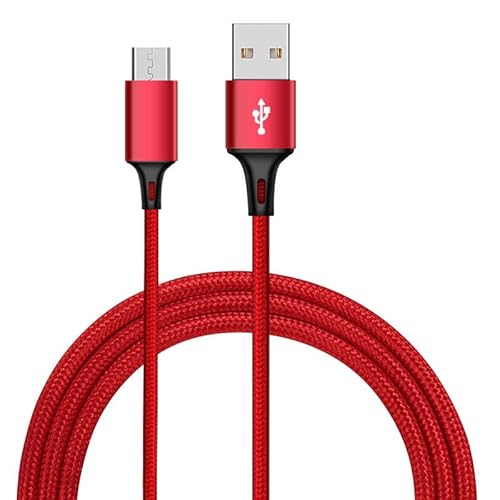 Zacoora Micro USB Kabel [1M 3 Pack], 2A Nylon Ladekabel Geeignet für Geräte und Telefone die für Micro-USB-Anschlüsse geeignet sind (Rot) von Zacoora