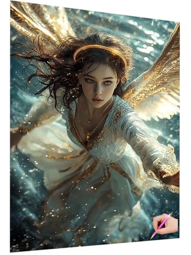 Diamond Painting Engel Diamond Painting Erwachsene Kinder 5D DIY Diamant Basteln Set Diamant Malerei Frau Bilder Mosaikherstellung Bastelset Erwachsene Zimmer Deko Geschenke für Frauen 90x120cm O-09 von ZaeMynnu