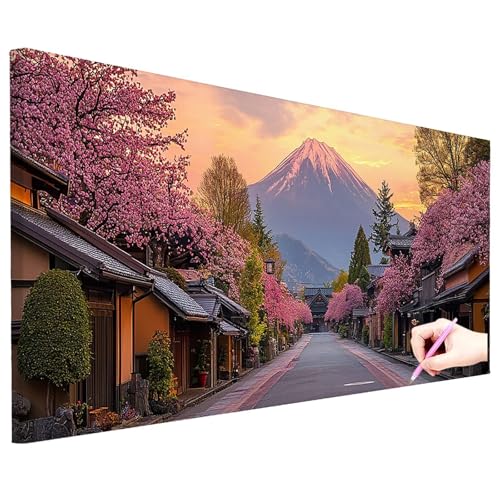 Diamond Painting Erwachsene Groß XXL 200x80cm Diamond Painting Japan Bilder Bastelset Landschaft Diamant Kunst Malerei Set DIY Diamant Stickerei Kreuzstich Set Geschenke für Frauen Herbst Deko N-59 von ZaeMynnu
