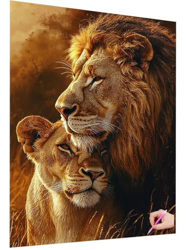 Diamond Painting Löwe Diamond Painting Erwachsene Kinder 5D DIY Diamant Basteln Set Diamant Malerei Tiere Bilder Mosaikherstellung Bastelset Erwachsene Zimmer Deko Geschenke für Frauen 30x40cm I-81 von ZaeMynnu