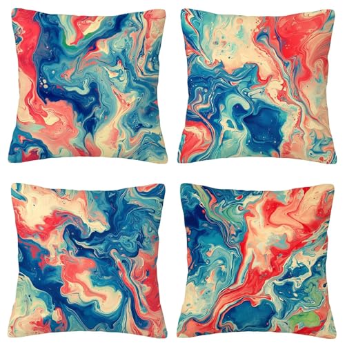 Kissenbezug 40x40 4er Set Kissenbezug Bunt Deko Kissen Abstrakt Kissenbezüge Zierkissen Deko Wohnzimmer Sofa Kissen Kissenhüllen Samt Dekokissen Kissenhülle Weihnachtsdeko Geschenke für Frauen A-60 von ZaeMynnu