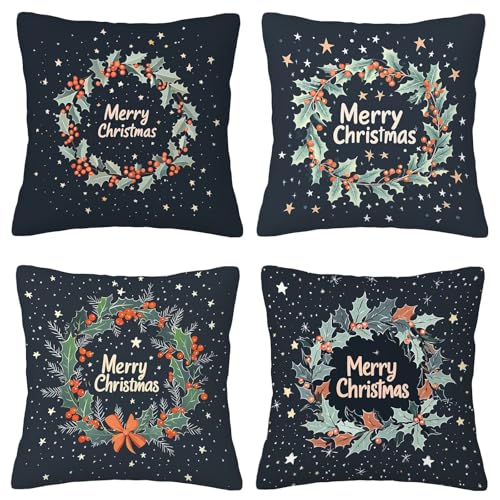 Kissenbezug 40x40 4er Set Kissenbezug Schwarz Deko Kissen Weihnachten Kissenbezüge Zierkissen Deko Wohnzimmer Sofa Kissen Kissenhüllen Samt Dekokissen Kissenhülle für Weihnachtsdeko Geschenke A-04 Kissenbezug 40x40 4er Set Kissenbezug Schwarz Deko Kissen Weihnachten Kissenbezüge Zierkissen Deko Wohnzimmer Sofa Kissen Kissenhüllen Samt Dekokissen Kissenhülle für Weihnachtsdeko Geschenke A-04 von ZaeMynnu