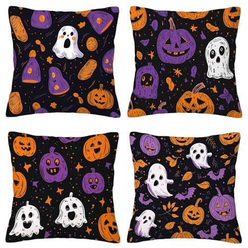 Kissenbezug 40x40 Schwarz Sofakissen Kissenbezug Halloween 4er Set Deko Wohnzimmer Dekokissen Samt Kissenbezüge Zierkissen Kissenhüllen Couchkissen Kopfkissenbezug für Halloween Deko Geschenke A-21 Kissenbezug 40x40 Schwarz Sofakissen Kissenbezug Halloween 4er Set Deko Wohnzimmer Dekokissen Samt Kissenbezüge Zierkissen Kissenhüllen Couchkissen Kopfkissenbezug für Halloween Deko Geschenke A-21 von ZaeMynnu