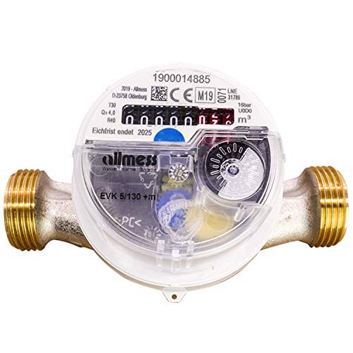 Allmess Universalwasserzähler Einstrahl Nenndurchfluss Qn 2,5, Baulänge 130 mm Eichung 2025 gültig bis 2031 Wasserzähler von ZÄHLER plattform