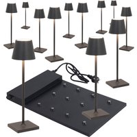 Zafferano AiLati 12er Set Poldina micro Pro LED Akkuleuchte inkl. Multi-Kontaktladestation dunkelgrau von Zafferano AiLati