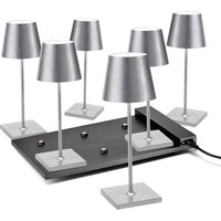 Zafferano AiLati 6er Set Poldina Mini Pro LED Akkuleuchte inkl. Multi-Kontaktladestation Blattsilber Zafferano AiLati 6er Set Poldina Mini Pro LED Akkuleuchte inkl. Multi-Kontaktladestation Blattsilber von Zafferano AiLati