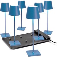 Zafferano AiLati 6er Set Poldina Pro LED Akkuleuchte inkl. Multi-Kontaktladestation avio blau von Zafferano AiLati