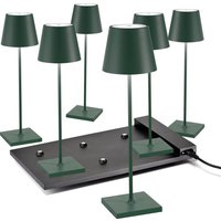 Zafferano AiLati 6er Set Poldina Pro LED Akkuleuchte inkl. Multi-Kontaktladestation dunkelgrün von Zafferano AiLati