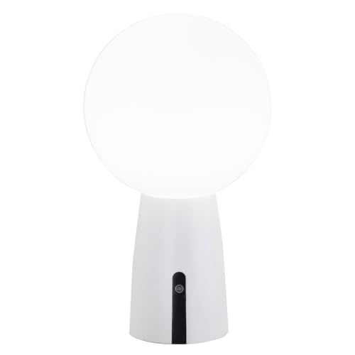 [Amazon Exclusive] Zafferano Olimpia Pro Wiederaufladbare Aluminium-Tischleuchte mit Aiino USB-Ladegerät, Berührung LED dimmbar, Schutzart IP54, 3000K, Innen-/Außenbereich, Kontaktladestation, h26 cm - Mattweiß von Zafferano