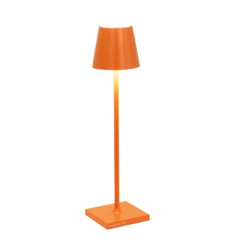 Zafferano, Poldina Micro Lampe, Kabellose, Wiederaufladbare Tischlampe mit Touch Control, Geeignet für Wohnzimmer und Außenbereich, Dimmer, 2200-3000 K, Höhe 27,5 cm, Farbe Orange von Zafferano