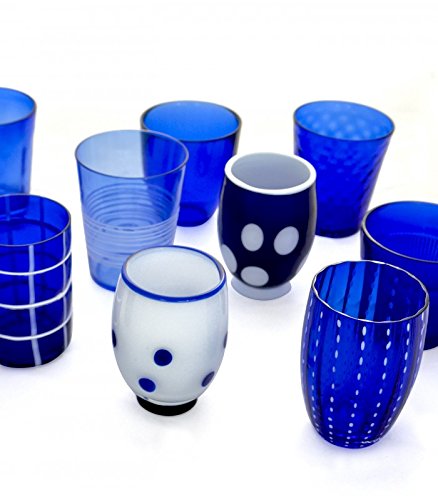 ZAFFERANO Melting Pot. Sortiment mit 6 blauen Gläsern. von Zafferano
