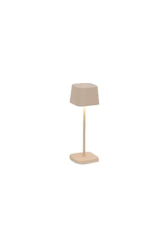 Zafferano, Ofelia Micro Lampe, Kabellose, Wiederaufladbare Tischlampe mit Touch Control, Auch für den Außenbereich Geeignet, Dimmer, 2200-3000 K, Höhe 30 cm, Farbe Sand von Zafferano