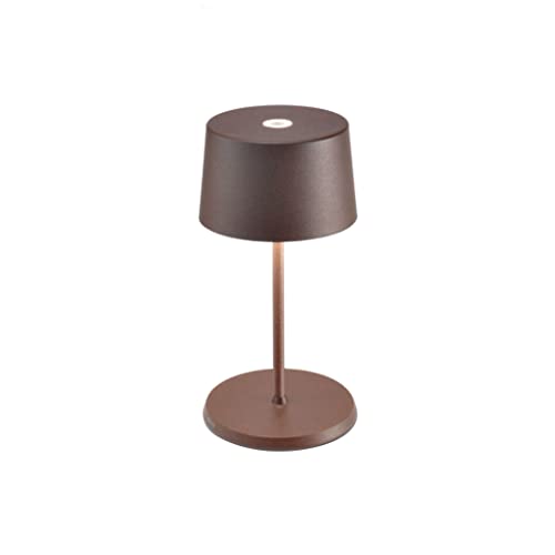 Zafferano, Olivia Mini Lampe, Tragbare und Wiederaufladbare Tischlampe mit Touch Control, Geeignet für Wohnzimmer und Außenbereich, Dimmer, 2700-3000 K, Höhe 22 cm, Farbe Corten von Zafferano