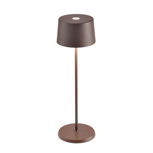 Zafferano, Olivia Pro Lampe, Tragbare und Wiederaufladbare Tischlampe mit Touch Control, Geeignet für Wohnzimmer und Außenbereich, Dimmer, 2200-3000 K, Höhe 35 cm, Farbe Corten von Zafferano