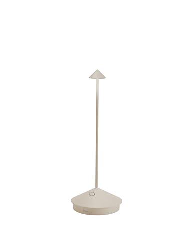 Zafferano, Pina Lampe, Wiederaufladbare und Kabellose Tischlampe mit Touch Control, Geeignet für den Innen- und Außenbereich, Dimmer, 2200-3000 K, Höhe 29 cm, Farbe Sand von Zafferano