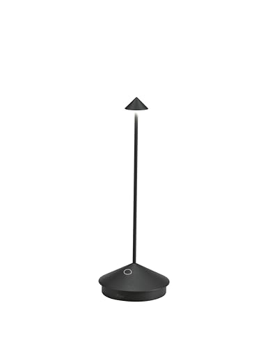 Zafferano, Pina Lampe, Wiederaufladbare und Kabellose Tischlampe mit Touch Control, Geeignet für den Innen- und Außenbereich, Dimmer, 2200-3000 K, Höhe 29 cm, Farbe Schwarz von Zafferano
