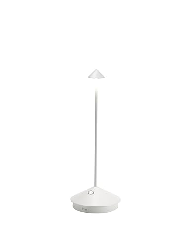 Zafferano, Pina Lampe, Kabellose, Wiederaufladbare Tischlampe mit Touch Control, Auch für den Außenbereich Geeignet, Dimmer, 2200-3000 K, Höhe 29 cm, Farbe Weiß von Zafferano