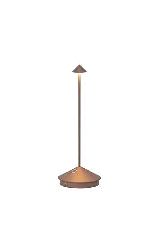 Zafferano, Pina Lampe, Wiederaufladbare und Kabellose Tischlampe mit Touch Control, Geeignet für den Innen- und Außenbereich, Dimmer, 2200-3000 K, Höhe 29 cm, Farbe Bronze von Zafferano