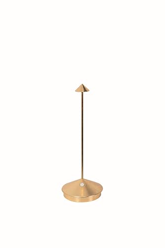 Zafferano, Pina Lampe mit Goldfarbenes Blatt, Kabellose, Wiederaufladbare Tischlampe mit Touch Control, Für den Innenbereich Geeignet, Dimmer, 2200-3000 K, Höhe 29 cm von Zafferano