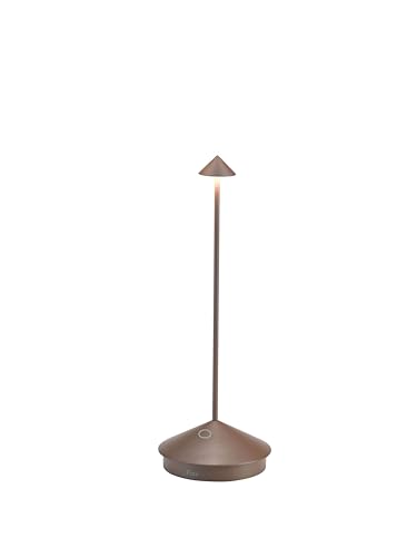 Zafferano, Pina Lampe, Wiederaufladbare und Kabellose Tischlampe mit Touch Control, Geeignet für den Innen- und Außenbereich, Dimmer, 2200-3000 K, Höhe 29 cm, Farbe Corten von Zafferano