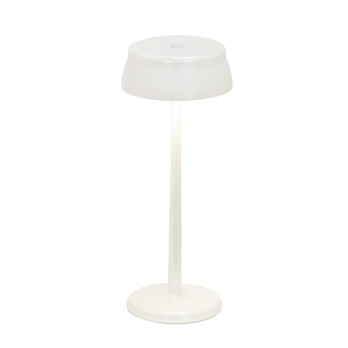 Zafferano, Sister Light Wi-Fi Lampe, Wiederaufladbare und Kabellose Tischlampe mit Fernbedienung, Geeignet für den Innen- und Außenbereich, Stufendimmer, 2200-4000 K, Höhe 32,8 cm, Farbe Perlweiß von Zafferano