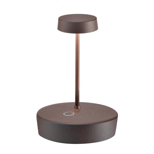 Zafferano, Swap Mini Lampe, Wiederaufladbare und Kabellose Tischlampe mit Touch Control, Geeignet für den Innen- und Außenbereich, Stufendimmer, 2200-3000 K, Höhe 14,8 cm, Farbe Corten von Zafferano