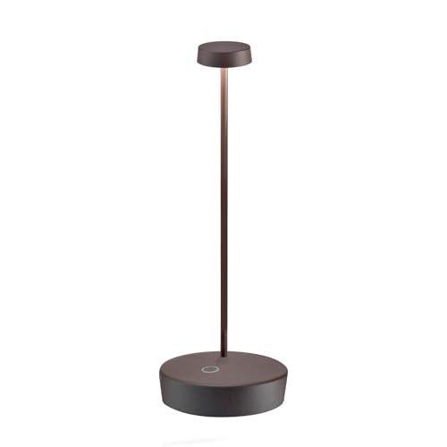 Zafferano, Swap Pro Lampe, Wiederaufladbare und Kabellose Tischlampe mit Touch Control, Geeignet für den Innen- und Außenbereich, Stufendimmer, 2200-3000 K, Höhe 29 cm, Farbe Corten von Zafferano