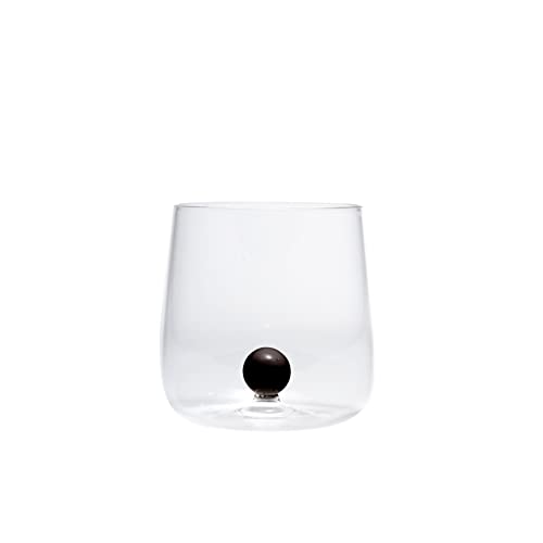 Zafferano Bilia Glasbecher - Handgemachtes Transparent Glas, Verziert mit bunter Glaskugel im Inneren, cl 44 h 90mm d 88mm - Set 6 Stück - schwarz von Zafferano