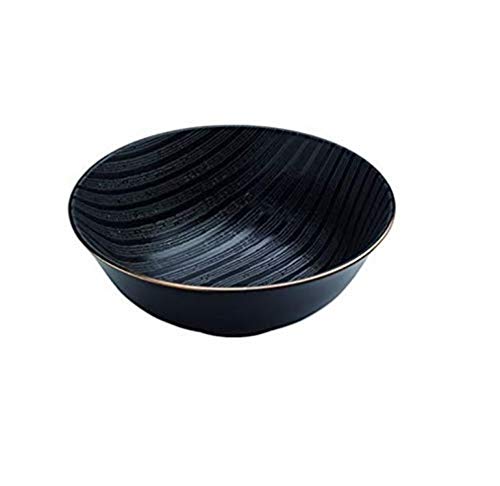 Zafferano Black Stone - Porzellan Schüssel Groß, Durchmesser 203 mm, Farbe Schwarz/Goldrand, spülmaschinenfest - Set 3-teilig von Zafferano